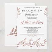Roos Gold Foil Effect Wedding Invitting Kaart (Voorkant / Achterkant)