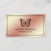 Roos Gold Foil Elegant Black Butterfly Visitekaartje (Voorkant)
