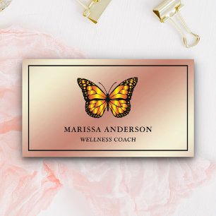Roos Gold Foil Elegant Oranje monarch Butterfly Visitekaartje