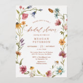 Roos Gold Foil Elegant Wildflower Vrijgezellenfees Folie Uitnodiging (Voorkant)