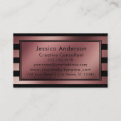 Roos Gold Foil en Black Striped Pattern Visitekaartje (Achterkant)