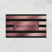 Roos Gold Foil en Black Striped Pattern Visitekaartje (Voorkant)