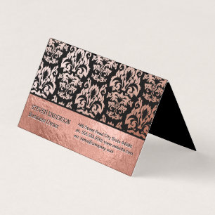 Roos Gold Foil en Damask Patroon Visitekaartje