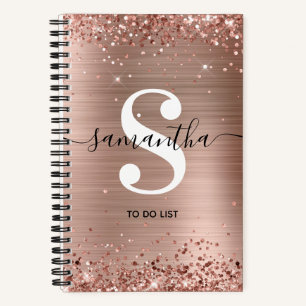 Roos Gold Foil en Glitter Monogram om een lijst op Notitieboek