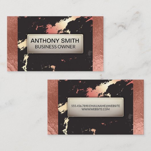 Roos Gold Foil en marmer Pattern Visitekaartje (Voorkant / Achterkant)