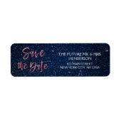 Roos Gold Foil en Navy Blue Opslaan van de datum Etiket (Voorkant)