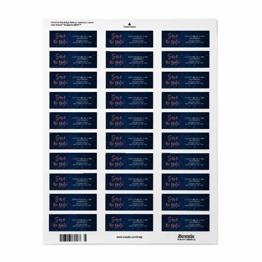 Roos Gold Foil en Navy Blue Opslaan van de datum Etiket (Full Sheet)
