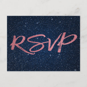 Roos Gold Foil en Navy Blue RSVP Wedding Uitnodiging Briefkaart
