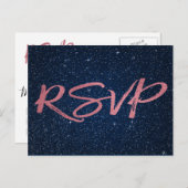 Roos Gold Foil en Navy Blue RSVP Wedding Uitnodiging Briefkaart (Voorkant / Achterkant)