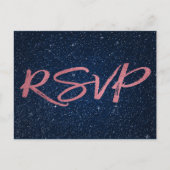 Roos Gold Foil en Navy Blue RSVP Wedding Uitnodiging Briefkaart (Voorkant)
