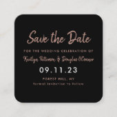 Roos Gold Foil en Script Save the Date Kaart Vierkante Visitekaartje (Voorkant)