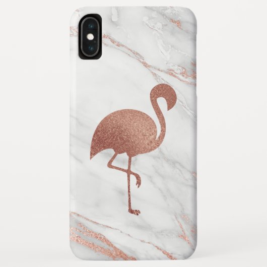 Roos Gold Foil Flamingo op Roze Marmeren Patroon Case-Mate iPhone Case (Achterkant)