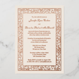 Roos Gold Foil Floral Filigree Wedding Invite Folie Uitnodiging