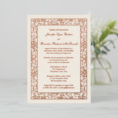 Roos Gold Foil Floral Filigree Wedding Invite Folie Uitnodiging (Staand Voorkant)