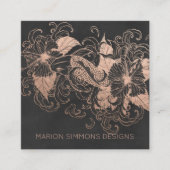 Roos Gold Foil Floral Koi Square Business Vierkante Visitekaartje (Voorkant)