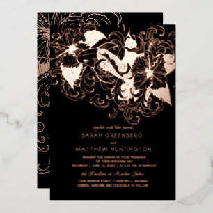 Roos Gold Foil Floral Koi Wedding Invitation Folie Uitnodiging