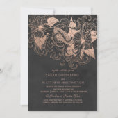Roos Gold Foil Floral Koi Wedding Invitation Kaart (Voorkant)
