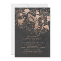 Roos Gold Foil Floral Koi Wedding Invitation