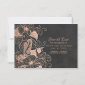 Roos Gold Foil Floral Koi Wedding Save the Date (Voorkant)