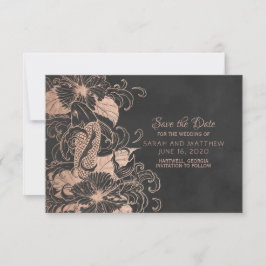 Roos Gold Foil Floral Koi Wedding Save the Date