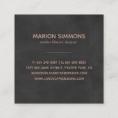 Roos Gold Foil Floral Square Business Vierkante Visitekaartje (Achterkant)