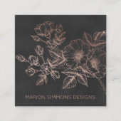 Roos Gold Foil Floral Square Business Vierkante Visitekaartje (Voorkant)