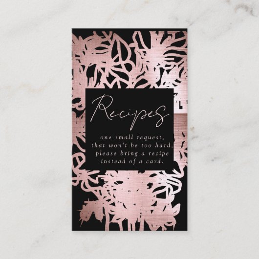 Roos Gold Foil Floral Vrijgezellenfeest Recipe Req Informatiekaartje (Voorkant)