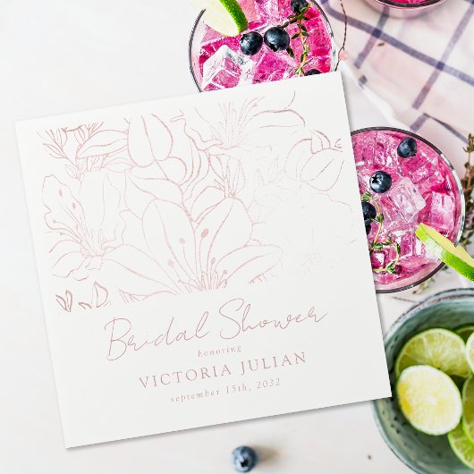 Roos Gold Foil Floral Vrijgezellenfeest Servet