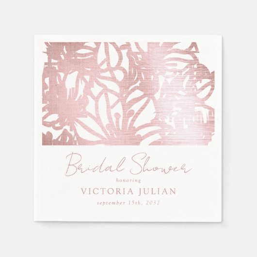 Roos Gold Foil Floral Vrijgezellenfeest Servet (Voorkant)