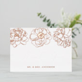Roos Gold Foil Floral Weddenschap Hartelijk dank Folie Uitnodiging (Staand Voorkant)