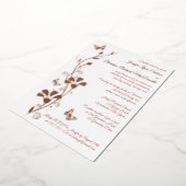 Roos Gold Foil Flowers, Butterflies Wedding Invite Folie Uitnodiging (Gedraaid)