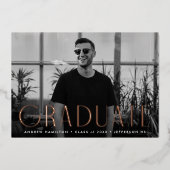 Roos Gold Foil Foto Afstuderen kondiging Folie Uitnodiging (Voorkant)