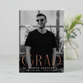 Roos Gold Foil Foto Afstuderen kondiging Folie Uitnodiging (Staand Voorkant)