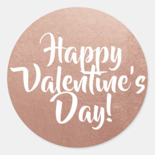 Roos Gold Foil Foto Happy Valentine Day Ronde Sticker