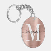 Roos Gold Foil Foto van modern Signature Monogram Sleutelhanger (Voorkant Links)