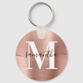 Roos Gold Foil Foto van modern Signature Monogram Sleutelhanger