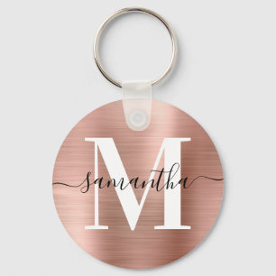 Roos Gold Foil Foto van modern Signature Monogram Sleutelhanger