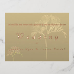 Roos Gold Foil Fresia Wedding Invitations Folie Uitnodiging Briefkaart