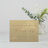Roos Gold Foil Fresia Wedding Invitations Folie Uitnodiging Briefkaart (Staand Voorkant)