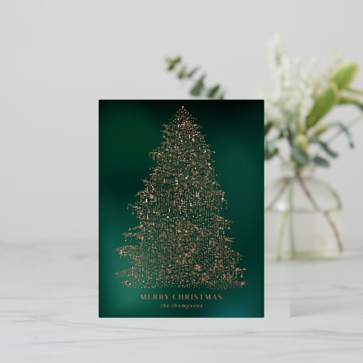 Roos Gold Foil geïllustreerd Briefkaart met kerstb (Staand Voorkant)