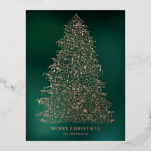 Roos Gold Foil geïllustreerd Briefkaart met kerstb (Voorkant)