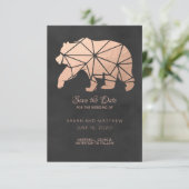 Roos Gold Foil Geo Beer Wedding Save the Date (Staand voorkant)