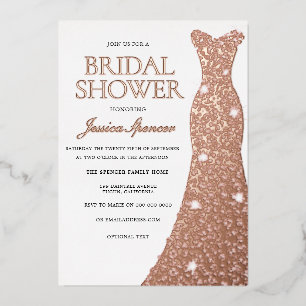 Roos Gold Foil geperst Dress Gown Vrijgezellenfees Folie Uitnodiging