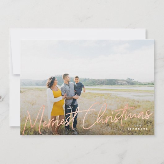 Roos Gold Foil - Gezinsherriest Feestdagenkaart (Voorkant)