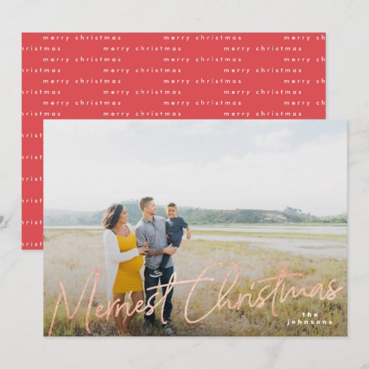 Roos Gold Foil  - Gezinsherriest Feestdagenkaart (Voorkant / Achterkant)