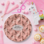 Roos Gold Foil Giraffe Patroon Papieren Bordje (Feest)