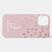 Roos Gold Foil Girly Confetti Monogram Case-Mate iPhone Case (Achterkant (horizontaal))
