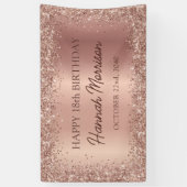 Roos Gold Foil Glitter 18e Verjaardag Script Spandoek (Verticaal)