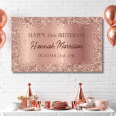 Roos Gold Foil Glitter 18e Verjaardag Script Spandoek