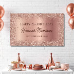 Roos Gold Foil Glitter 21e Verjaardag Script Spandoek<br><div class="desc">Voeg een glamoureuze touch toe aan een mijlpaalfeest met de Roos Gold Foil Glitter 21st Birthday Script Banner. Deze banner heeft een prachtige gouden folie in roos en sprankelende glitteraccenten, waardoor een chique en elegante decoratie ontstaat voor elk 21e verjaardagsfeest. Het stijlvolle script design biedt de perfecte combinatie van sophisticatie...</div>